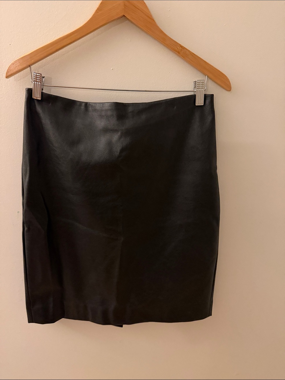 J. Crew Black Faux Leather Pencil Skirt, like new
